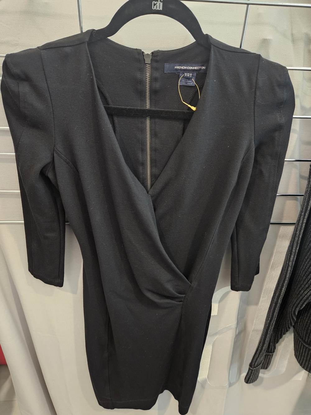 French Connection Black Wrap-Front Midi Dress - Size 6
